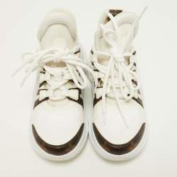 Louis Vuitton White/Brown Mesh, Leather and Monogram Canvas Archlight Sneakers Size 34.5