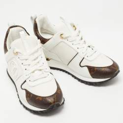 Louis Vuitton White Leather and Mesh Run Away Sneakers Size 35