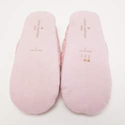 Pre Owned Louis Vuitton Pink Monogram Velvet Dreamy Smoking Slippers Size 37