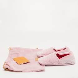 Pre Owned Louis Vuitton Pink Monogram Velvet Dreamy Smoking Slippers Size 37
