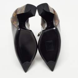 Pre Owned Louis Vuitton Black/Brown Monogram Canvas and Leather Rodeo Queen Ankle Boots Size 36