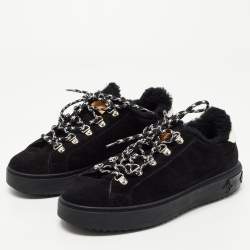 Low trainers Louis Vuitton Black size 10 US in Suede - 31419440