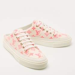 Louis Vuitton White/Pink Mesh and Leather Stellar Sneaker Mules Size 38.5