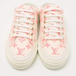 Louis Vuitton White/Pink Mesh and Leather Stellar Sneaker Mules Size 38.5