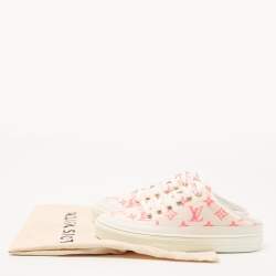 Louis Vuitton White/Pink Mesh and Leather Stellar Sneaker Mules Size 38.5