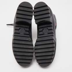 Pre Owned Louis Vuitton Brown/Black Suede And Coated Canvas Laureate Catogram Platform Ankle Boots Size 38