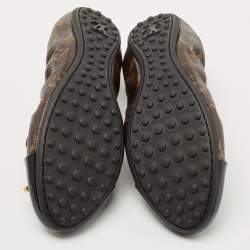 Pre Owned Louis Vuitton Brown/Black Monogram Canvas and Patent Leather Flirty Scrunch Ballet Flats Size 39