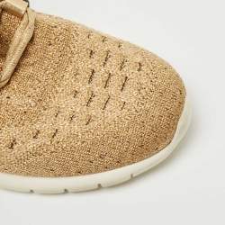 Pre Owned Louis Vuitton Gold Knit Fabric and Leather Aftergame Sneakers Size 36