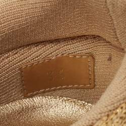 Pre Owned Louis Vuitton Gold Knit Fabric and Leather Aftergame Sneakers Size 36