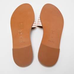Louis Vuitton White/Red Canvas Lock It  Flat Slides Size 36