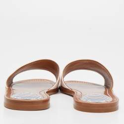 Louis Vuitton White/Red Canvas Lock It  Flat Slides Size 36