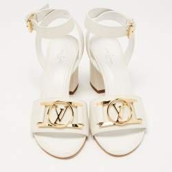 Louis Vuitton White Leather Ankle Strap Sandals Size 36