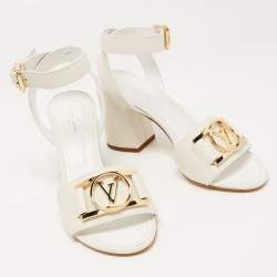 Louis Vuitton White Leather Ankle Strap Sandals Size 36