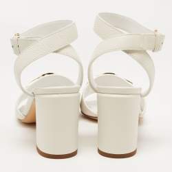 Louis Vuitton White Leather Ankle Strap Sandals Size 36