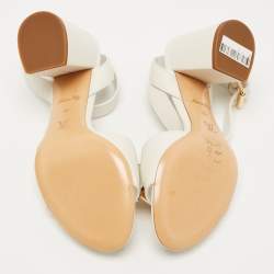 Louis Vuitton White Leather Ankle Strap Sandals Size 36