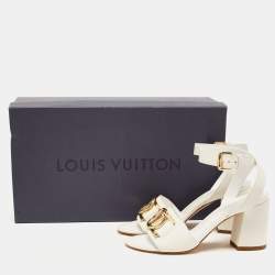 Louis Vuitton White Leather Ankle Strap Sandals Size 36