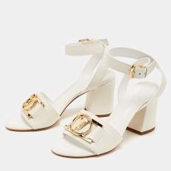 Louis Vuitton White Leather Ankle Strap Sandals Size 36