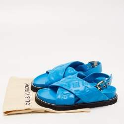 Pre Owned Louis Vuitton Blue Leather Paseo Confort Slingback Sandals Size 37