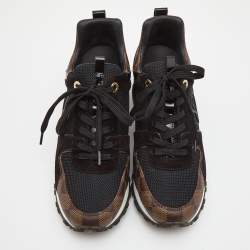 Louis Vuitton Brown/Black Suede and Canvas Run Away  Sneakers Size 37.5