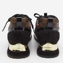 Louis Vuitton Brown/Black Suede and Canvas Run Away  Sneakers Size 37.5