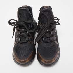 Louis Vuitton Black/Brown Mesh and Monogram Canvas Archlight Sneakers Size 36