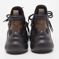 Louis Vuitton Black/Brown Mesh and Monogram Canvas Archlight Sneakers Size 36