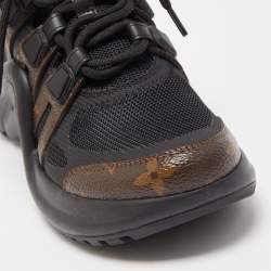 Louis Vuitton Black/Brown Mesh and Monogram Canvas Archlight Sneakers Size 36