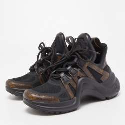 Louis Vuitton Black/Brown Mesh and Monogram Canvas Archlight Sneakers Size 36