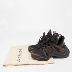 Louis Vuitton Black/Brown Mesh and Monogram Canvas Archlight Sneakers Size 36