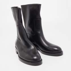 Pre Owned Louis Vuitton Black Leather Ankle Boots Size 41
