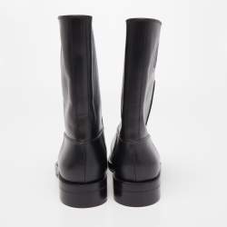 Pre Owned Louis Vuitton Black Leather Ankle Boots Size 41