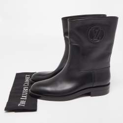 Pre Owned Louis Vuitton Black Leather Ankle Boots Size 41