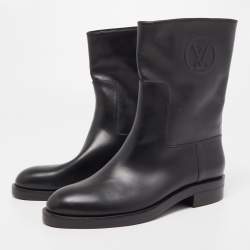 Pre Owned Louis Vuitton Black Leather Ankle Boots Size 41