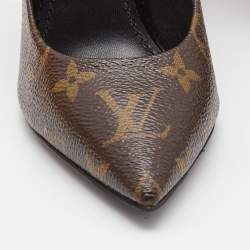 Louis Vuitton Brown/Black Monogram Canvas and Patent Leather Chérie Pointed Toe Pumps Size 36