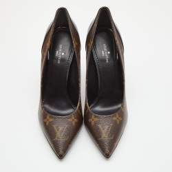 Louis Vuitton Brown/Black Monogram Canvas and Patent Leather Chérie Pointed Toe Pumps Size 36