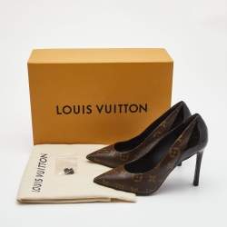 Louis Vuitton Brown/Black Monogram Canvas and Patent Leather Chérie Pointed Toe Pumps Size 36