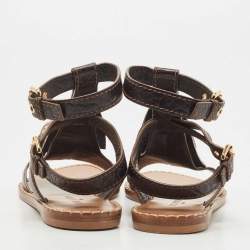 Pre Owned حذاء سلايدز لوي فيتون فلات لوك إيت جلد حُبيبي أزرق مقاس 39