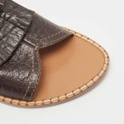 Pre Owned حذاء سلايدز لوي فيتون فلات لوك إيت جلد حُبيبي أزرق مقاس 39