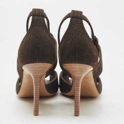 Louis Vuitton Dark Brown Leather Caged Ankle Strap Sandals Size 36.5