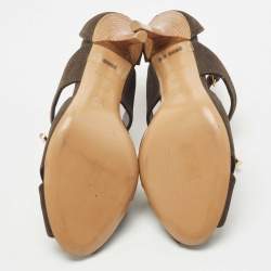 Louis Vuitton Dark Brown Leather Caged Ankle Strap Sandals Size 36.5
