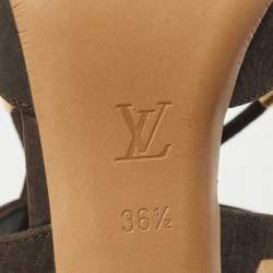 Louis Vuitton Dark Brown Leather Caged Ankle Strap Sandals Size 36.5