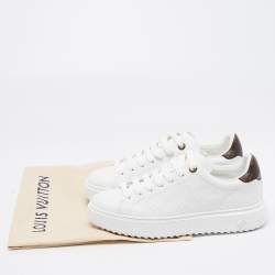 Louis Vuitton White/Brown Monogram Leather Time Out Sneakers Size 39