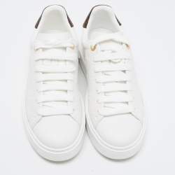 Louis Vuitton White/Brown Monogram Leather Time Out Sneakers Size 39
