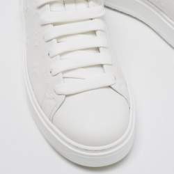 Louis Vuitton White/Brown Monogram Leather Time Out Sneakers Size 39