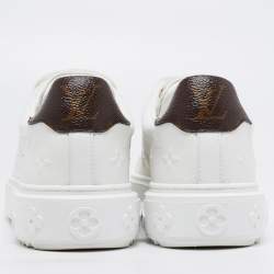 Louis Vuitton White/Brown Monogram Leather Time Out Sneakers Size 39