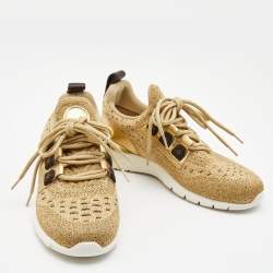 Louis Vuitton Gold Knit Fabric and Leather Aftergame Sneakers Size 36.5