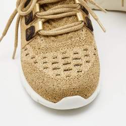 Louis Vuitton Gold Knit Fabric and Leather Aftergame Sneakers Size 36.5