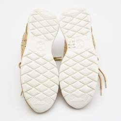 Louis Vuitton Gold Knit Fabric and Leather Aftergame Sneakers Size 36.5