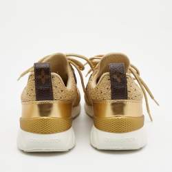 Louis Vuitton Gold Knit Fabric and Leather Aftergame Sneakers Size 36.5