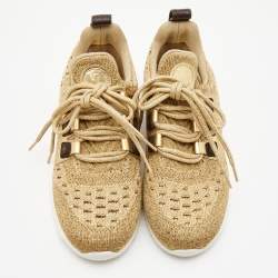 Louis Vuitton Gold Knit Fabric and Leather Aftergame Sneakers Size 36.5